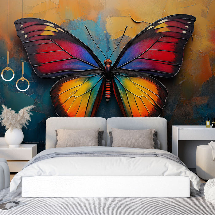 Papier peint papillon coloré sur fond texturé pour chambre moderne et élégante