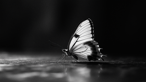 Papier peint papillon Papillon en noir et blanc avec des détails délicats