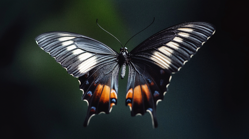 Papier peint papillon Papillon noir aux ailes colorées