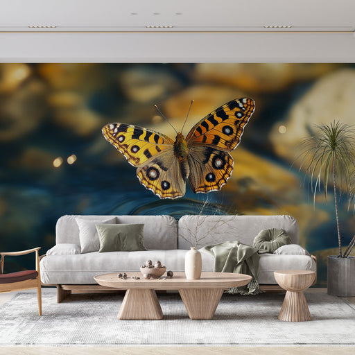 Papier peint papillon avec papillons aux couleurs éclatantes sur fond naturel pour salon moderne