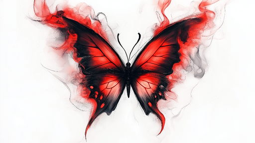 Papier peint papillon rouge Papillon stylisé avec des nuances de rouge et noir