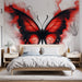Papier peint papillon rouge stylisé avec nuances de rouge et noir pour chambre moderne