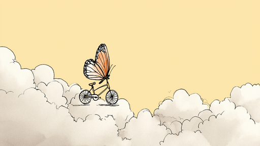 Papier peint papillon sur vélo Un voyage féerique au-dessus des nuages