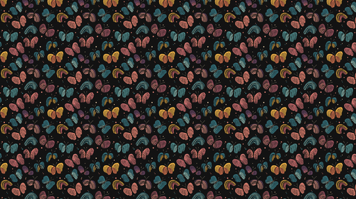 Papier peint papillons colorés Motif élégant de papillons multicolores sur fond noir