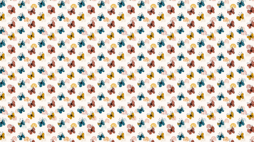 Papier peint papillons colorés Motifs de papillons et arcs-en-ciel sur fond clair