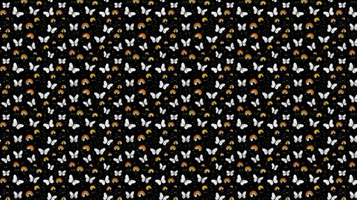 Papier peint papillons et arc-en-ciel Motif coloré sur fond noir avec des papillons