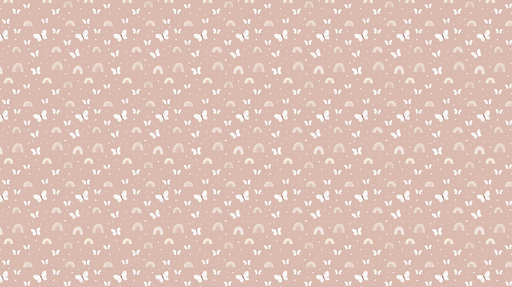 Papier peint papillons et arc-en-ciel Motif doux de papillons sur fond rose avec des arcs-en-ciel