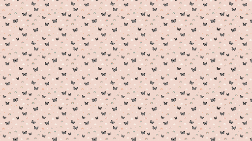 Papier peint papillons et arcs-en-ciel Motif de papillons et d'arcs-en-ciel sur fond rose