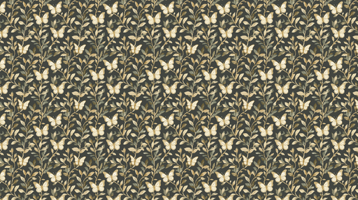 Papier peint papillons Motif de papillons et feuillage sur fond sombre
