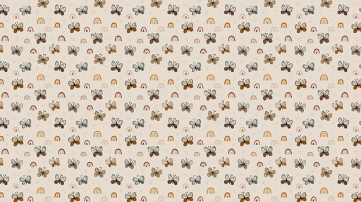 Papier peint papillons Motifs colorés de papillons et arcs-en-ciel sur fond clair