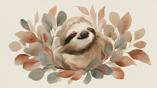 Papier peint paresseux Un paresseux paisible entouré de feuillages doux