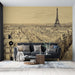Papier peint artistique de Paris avec vue sur la Tour Eiffel pour salon moderne.