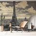 Papier peint vintage Paris avec vue de la Tour Eiffel pour salon élégant.