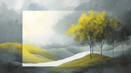 Papier peint paysage abstrait Colline verdoyante et ciel nuageux