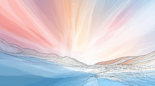 Papier peint paysage abstrait Effets de couleurs pastel et lignes épurées