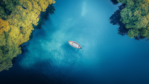 Papier peint paysage aquatique Barque paisible sur un lac turquoise
