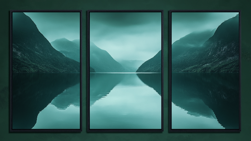 Papier peint paysage aquatique Reflets des montagnes dans un lac tranquille