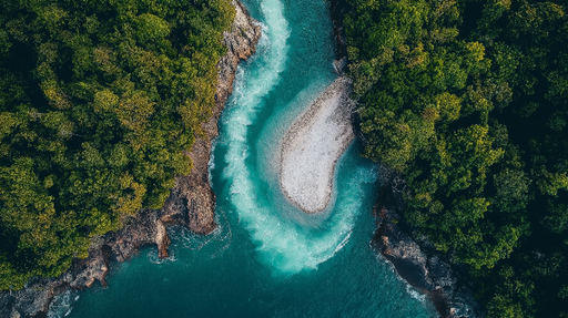Papier peint paysage aquatique Rivière turquoise entourée de verdure luxuriante