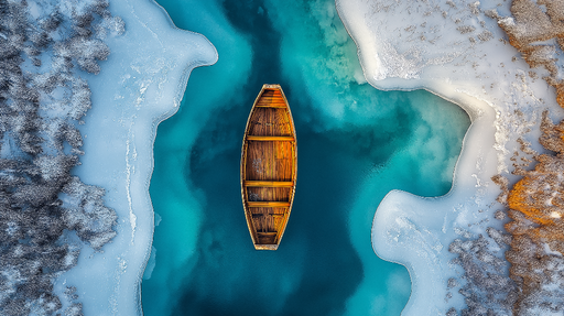 Papier peint paysage aquatique Une vue aérienne d'une barque sur des eaux turquoise