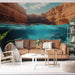 Papier peint paysage aquatique avec vue sous-marine et reflets d'eau pour salon moderne.
