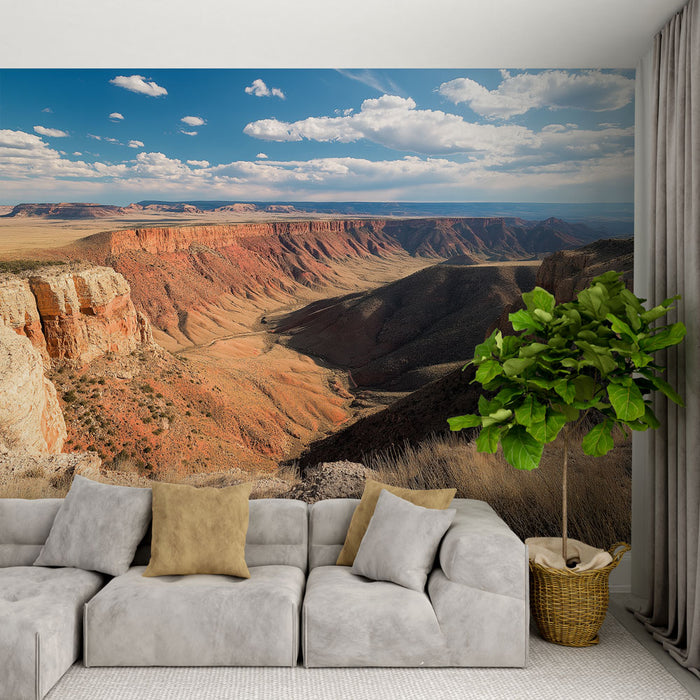 Papier peint paysage aride | Vue panoramique sur des canyons rougeoyants
