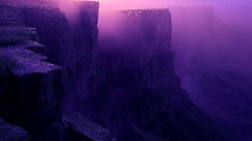 Papier peint paysage cliff Profondeurs mystérieuses dans des nuances de violet