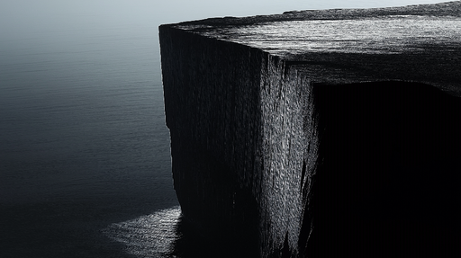 Papier peint paysage côtier Bloc noir au bord de l'océan