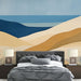 Papier peint paysage côtier avec formes abstraites de dunes et mer bleuâtre pour chambre moderne