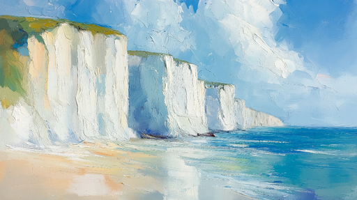 Papier peint paysage côtier Paysage marin avec falaises blanches et ciel bleu
