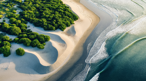 Papier peint paysage côtier Plage dorée et verdure luxuriante
