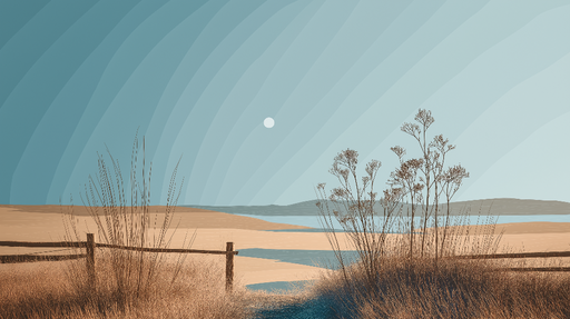 Papier peint paysage côtier Une vista apaisante avec ciel bleu et éléments naturels