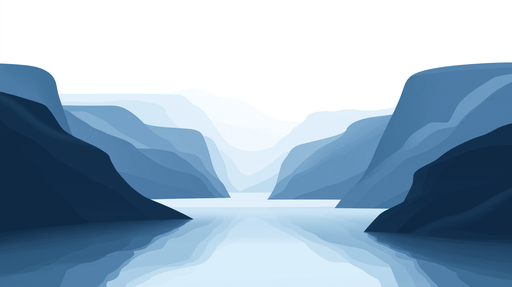 Papier peint paysage de montagnes Montagnes bleues stylisées et reflets apaisants