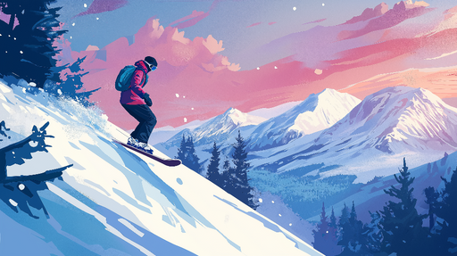 Papier peint paysage de ski Un magnifique écran de montagnes enneigées au coucher de soleil