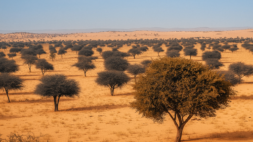 Papier peint paysage désertique Arbres dans un environnement de sable doré