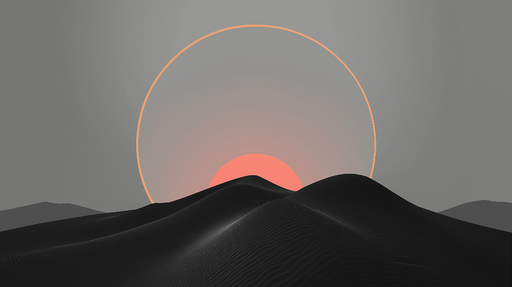 Papier peint paysage désertique Dunes noires et coucher de soleil pastel