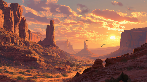 Papier peint paysage désertique Lever de soleil sur un canyon majestueux