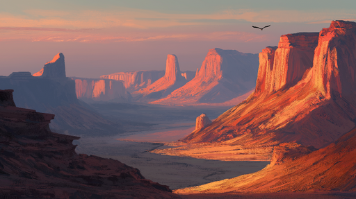 Papier peint paysage désertique Montagnes rougeoyantes sous un ciel pastel