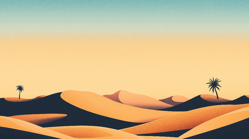 Papier peint paysage désertique Sable doré et palmiers minimalistes