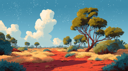 Papier peint paysage désertique Scène colorée de dunes et de ciel étoilé