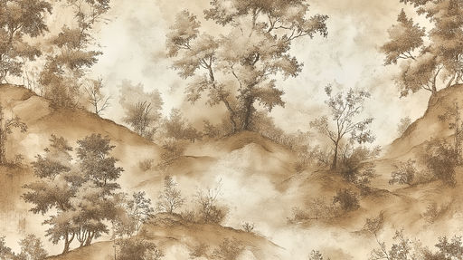 Papier peint paysage élégant Motif naturel en nuances de beige