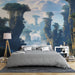 Papier peint paysage fantastique avec montagnes flottantes et forêts luxuriantes pour chambre moderne.
