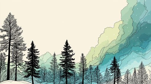 Papier peint paysage forestier Arbres majestueux et nuances aquarelles