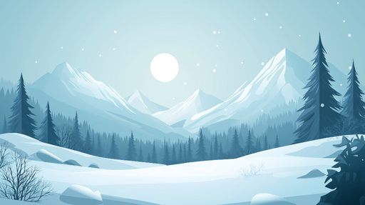 Papier peint paysage hivernal Montagnes enneigées sous le clair de lune