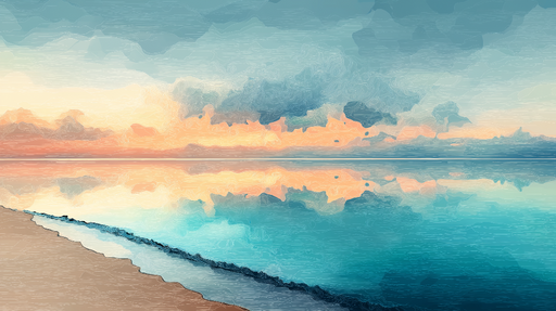 Papier peint paysage marin Coucher de soleil sur l'océan avec reflets apaisants