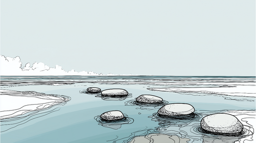 Papier peint paysage marin Rochers au bord de l'eau avec une ambiance paisible