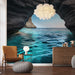 Papier peint paysage marin avec vue apaisante sur une mer turquoise à travers une arche rocheuse pour salon moderne.