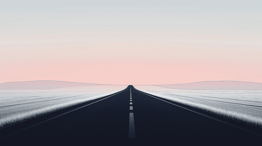 Papier peint paysage minimaliste Route noire sous un ciel pastel