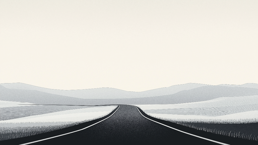 Papier peint paysage minimaliste Route sinueuse au milieu de collines douces