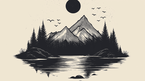 Papier peint paysage montagnard Montagnes majestueuses et reflet apaisant