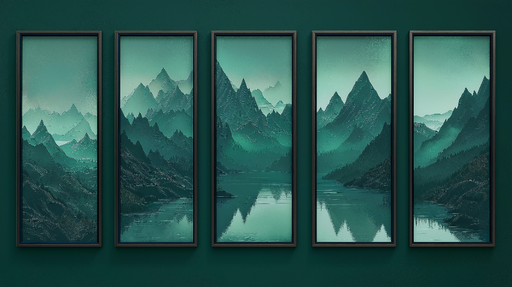 Papier peint paysage montagnard Paysage serein de montagnes dans des nuances de vert